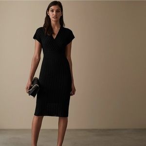 Reiss Talitha Ribbed Knit Black Dress